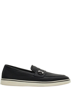 Ferragamo boat shoe loafers with Gancini ornament - Black