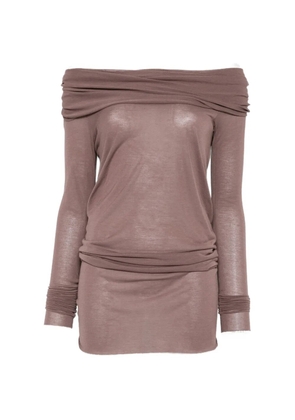 Rick Owens off-shoulder long-sleeve T-shirt - Brown