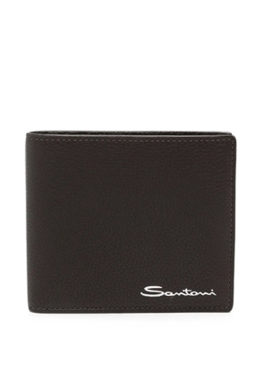 Santoni logo-plaque leather wallet - Brown