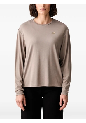 Ea7 Emporio Armani logo-plaque long-sleeve T-shirt - Brown