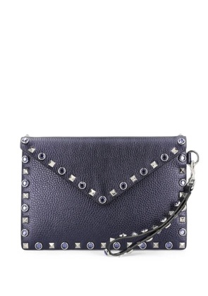 Valentino Garavani Rockstud crystal-embellished clutch bag - Blue