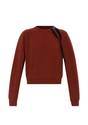 Ferragamo leather-appliqué cut-out sweater - Brown