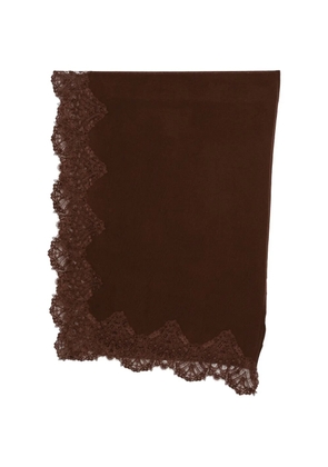 Ermanno Scervino lace-trim scarf - Brown