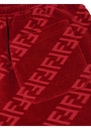 Fendi Pre-Owned Zucca logo-pattern cotton shorts - Red