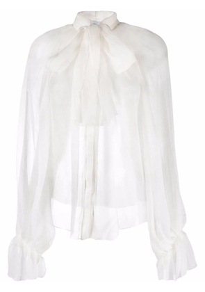 Atu Body Couture semi-sheer silk blouse - White
