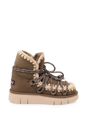 Mou crochet-trim lace-up ankle boots - Brown