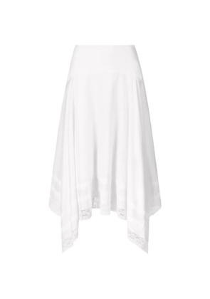 STAUD Ainsley lace-trim handkerchief-hem asymmetric skirt - White
