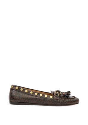 ISABEL MARANT Faxel studded smooth leather loafers - Brown