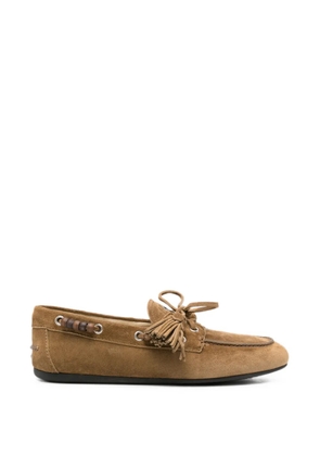 Miu Miu tassel-detail beaded loafers - Brown