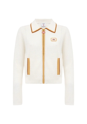 Casablanca piping-detail collared jacket - White