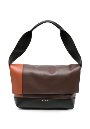 Marni colour-block leather shoulder bag - Brown