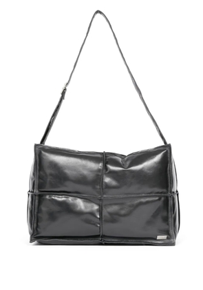 MM6 Maison Margiela logo-plaque leather shoulder bag - Black