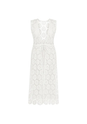 Seafolly crochet-knit floral-lace cover-up - White