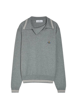 Vivienne Westwood Orb-embroidered striped-trim sweater - Grey