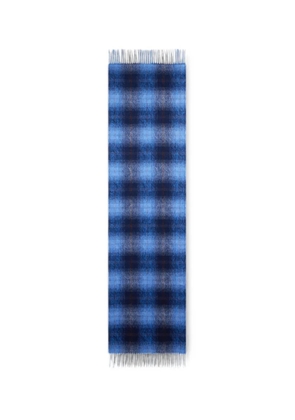 ETRO wool and cashmere jacquard scarf with Arnica and check motifs - Blue