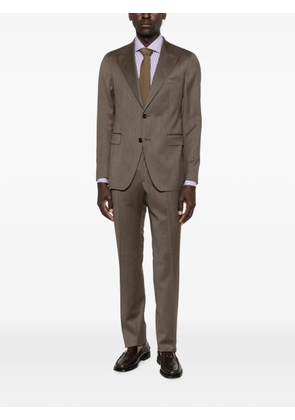 Barba striped-print spread-collar shirt - White