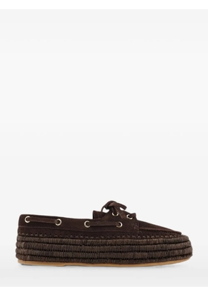 Paloma Barceló Penelope suede raffia loafers - Brown