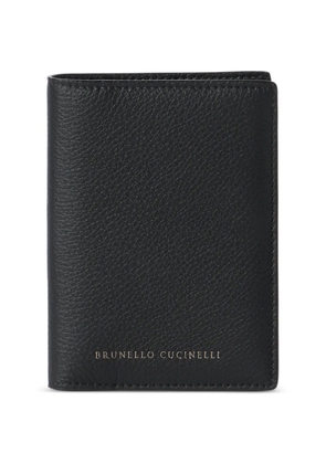 Brunello Cucinelli grained calfskin passport holder - Black