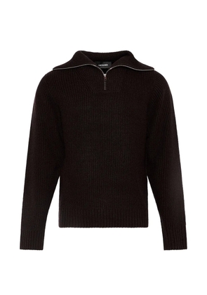 Yves Salomon zip-front ribbed-knit sweater - Brown