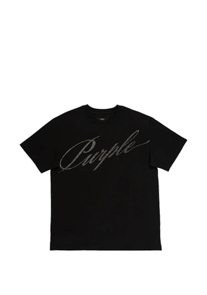 Purple Brand crystal-embellished logo-script T-shirt - Black