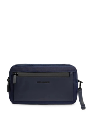 PIQUADRO logo-plaque zip-fastening clutch bag - Blue