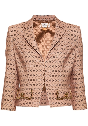 Elisabetta Franchi diamond-print cropped jacket - Neutrals