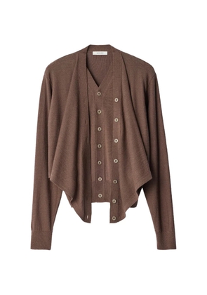 LEMAIRE Trompe-l’œil cardigan in merino wool blend - Brown
