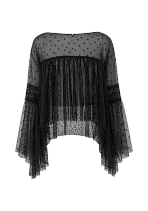 Alberta Ferretti embroidered sheer blouse - Black