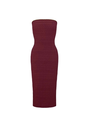 TROPIC OF C smocked strapless midi dress - Red