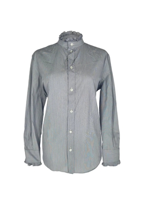 Celine Pre-Owned ruffle-neckline stripe blouse - Blue