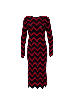 ESCVDO Ursula wave-pattern crochet maxi dress - Red