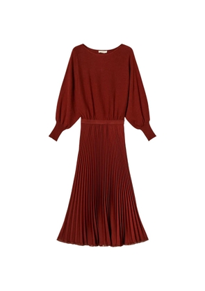 TWINSET long knit and pleated crêpe dress - Red