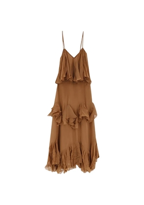 Mes Demoiselles Calimera ruffled V-neck maxi dress - Brown