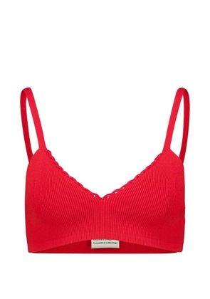 ESCVDO Apple ribbed V-neck top - Red