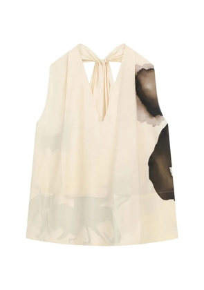 Liviana Conti flower-print V-neck blouse - Neutrals
