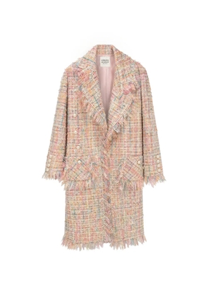 Edward Achour Paris frayed-edge tweed coat - Pink