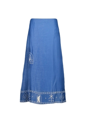 ALEMAIS Yasmeen embroidered-detail maxi skirt - Blue