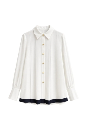 Edward Achour Paris contrast-trim pleated shirt - White