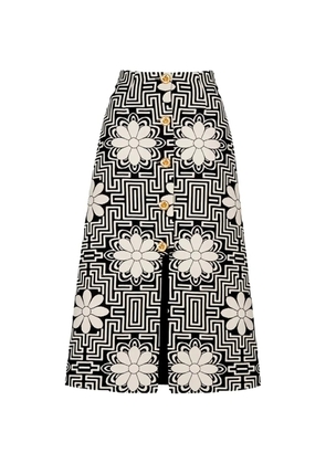 Smythe floral-print A-line midi skirt - Black