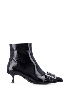 GANNI buckle-detail patent ankle boots - Black