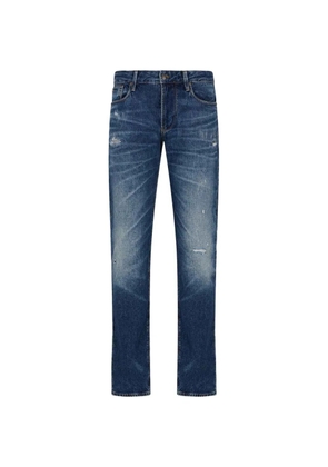 Emporio Armani distressed whiskered jeans - Blue