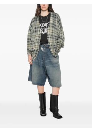 R13 checked distressed cardigan - Grey