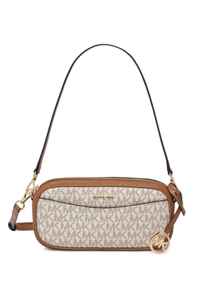 Michael Michael Kors logo-print leather-trim shoulder bag - Neutrals