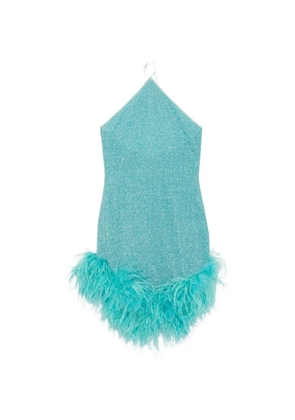 Oséree Lumiere feather-trim mini dress - Blue