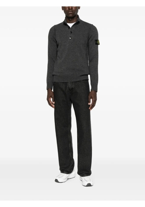 Stone Island logo-patch button-up polo shirt - Grey
