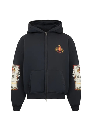 RHUDE Reserve logo-print zip-up hoodie - Black