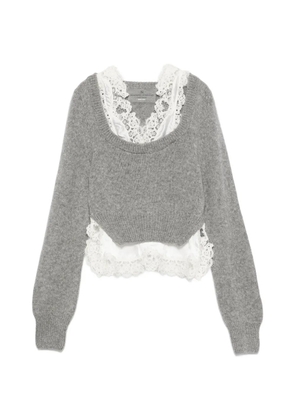 Ermanno Scervino lace-trim layered knit - Grey