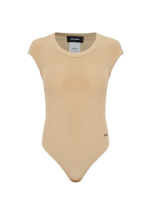 DSQUARED2 logo-appliqué ribbed bodysuit - Neutrals