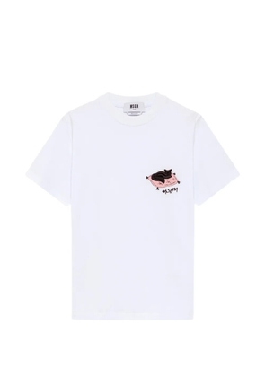 MSGM embroidered cat T-shirt - White