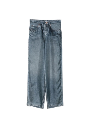 Pierre-Louis Mascia Aloe denim-print silk trousers - Blue